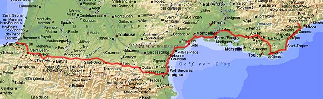 Streckenverlauf der Radtour